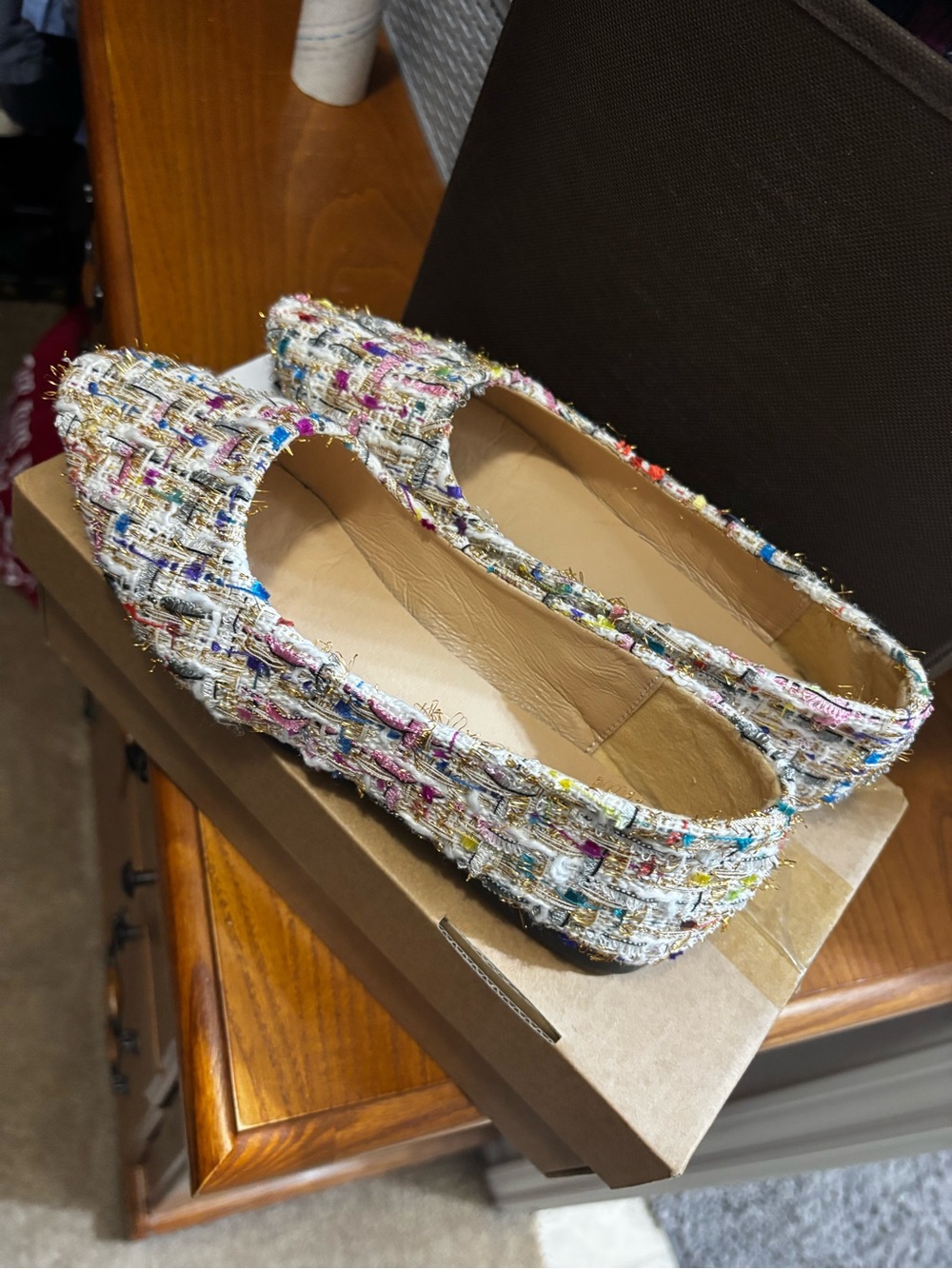 Multicolored Pointy Toe Ballet Flats (Never Worn)